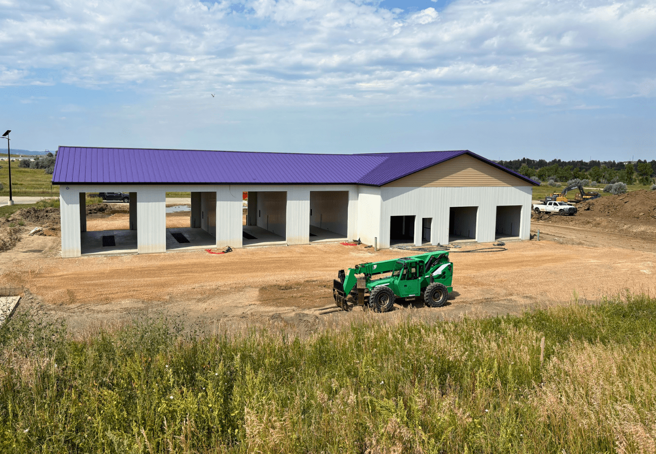 Buck N Broncs Car Wash in progress, built by Homestead Builders in Belle Fourche, South Dakota.