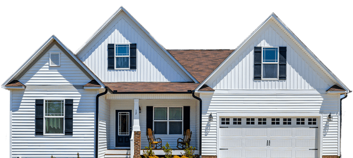 Beautiful white custom home with black shutters in the Black Hills, SD. Built by Homestead Builders.