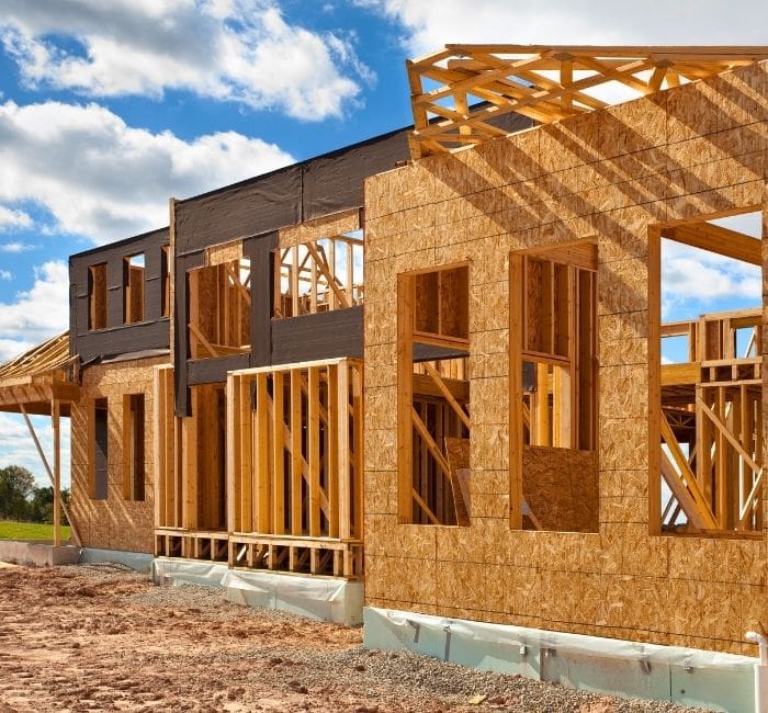 Framing of a new custom home under construction by Homestead Builders in the Black Hills, SD.